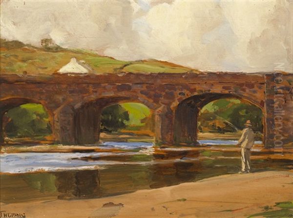 Flyfishing At Cushendall, County Antrim Oil Painting by James Humbert Craig