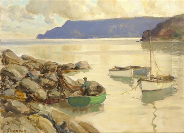 Bringing In The Nets, Cushendun Oil Painting by James Humbert Craig