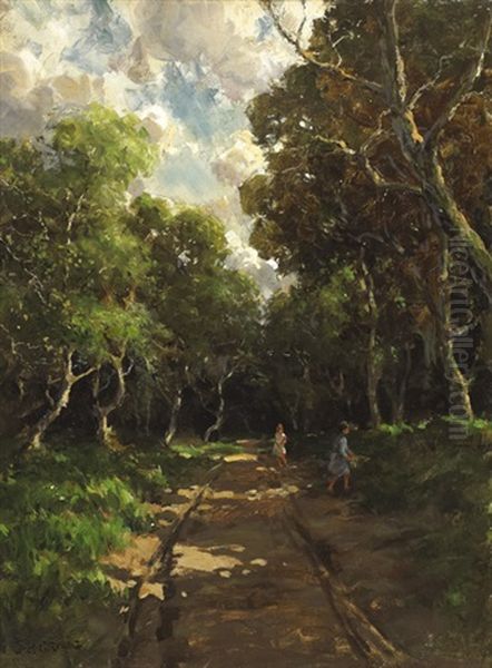 Country Lane With Figures Oil Painting by James Humbert Craig