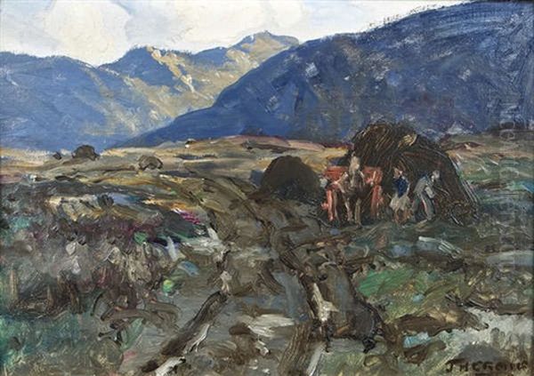 Collecting Turf, Glaneen, Cushendall Oil Painting by James Humbert Craig