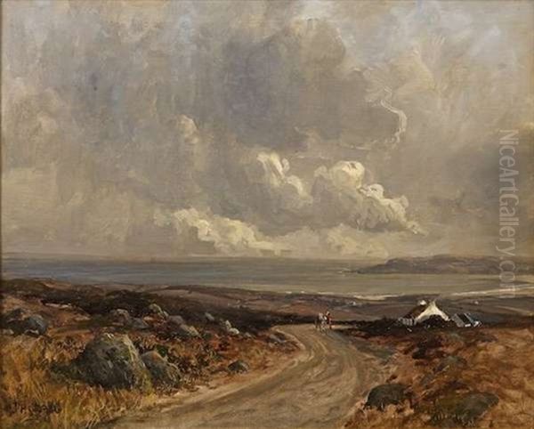 Horse And Cart On A Roadway In A Donegal Coastal Landscape Oil Painting by James Humbert Craig