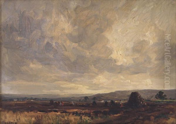 An Irish Landscape Under Cloudy Skies Oil Painting by James Humbert Craig