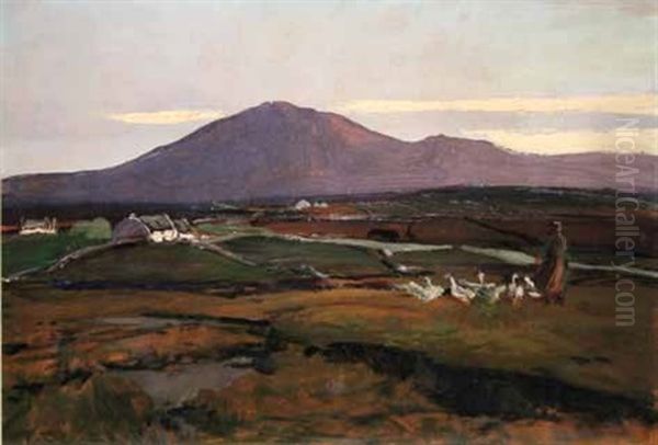 Attending The Geese, Altnabrocky, Co Mayo Oil Painting by James Humbert Craig