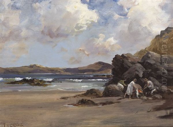 Marble Hill Strand, Sheephaven, With Rosapenna And Rosguill Promontory In The Distance, August Oil Painting by James Humbert Craig