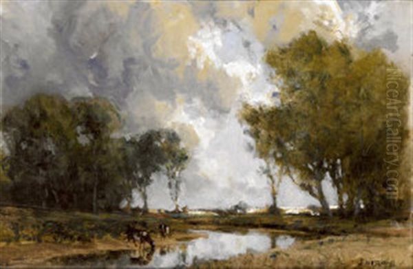 Cattle Watering By A River Oil Painting by James Humbert Craig