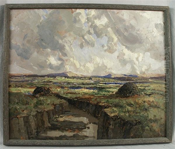 View Of The Bog, Donegal Oil Painting by James Humbert Craig