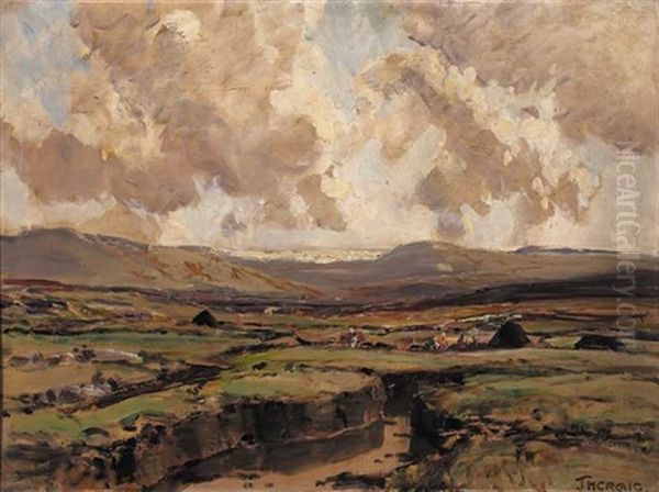 Cutting The Turf, Donegal Oil Painting by James Humbert Craig