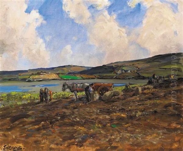 The Potato Harvest, Gweebarra, County Donegal Oil Painting by James Humbert Craig