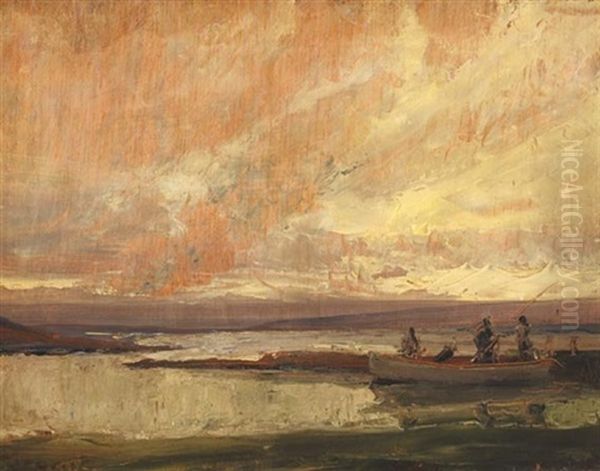 Fishermen In A Currach Oil Painting by James Humbert Craig