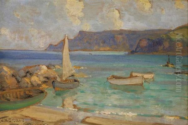 Sailboats At Cushendun, County Antrim Oil Painting by James Humbert Craig