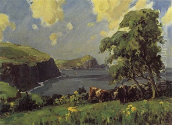 Cattle Grazing By The Coast Oil Painting by James Humbert Craig