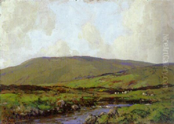 The Grange At Innispollin, Co. Antrim Oil Painting by James Humbert Craig