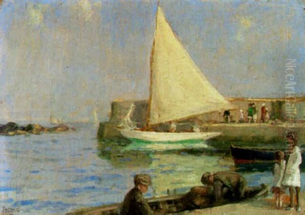 Donaghadee Harbour, Co. Down Oil Painting by James Humbert Craig