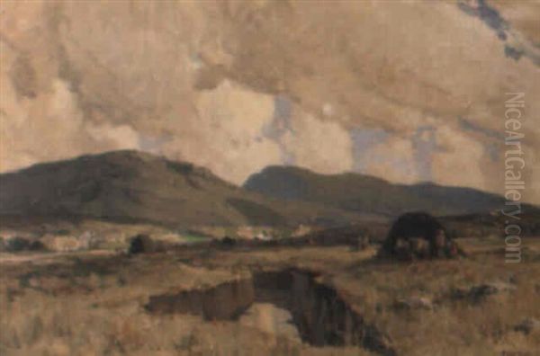 Carrying Turf, Donegal Oil Painting by James Humbert Craig