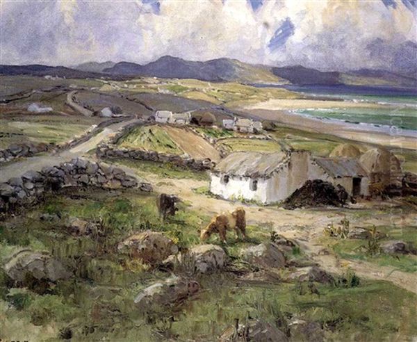 On The Road To Bunbeg Oil Painting by James Humbert Craig