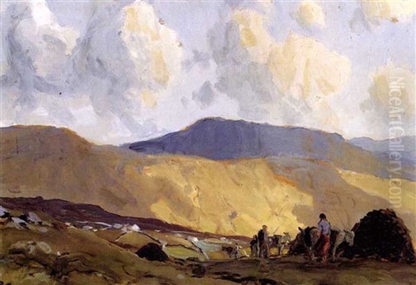 A Turf Mountain, Connemara Oil Painting by James Humbert Craig