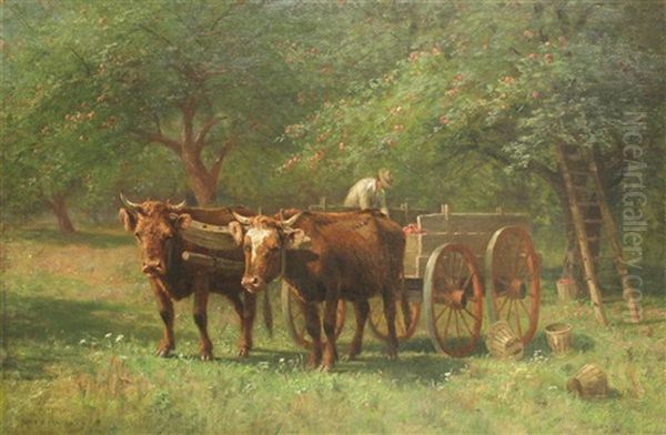 Cattle And Cart Oil Painting by Thomas Bigelow Craig