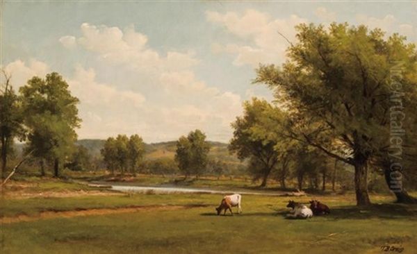 Landscape With Cattle Oil Painting by Thomas Bigelow Craig