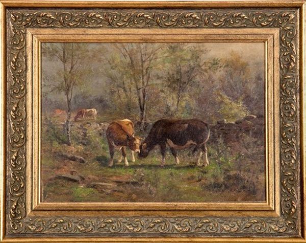 Cows Oil Painting by Thomas Bigelow Craig