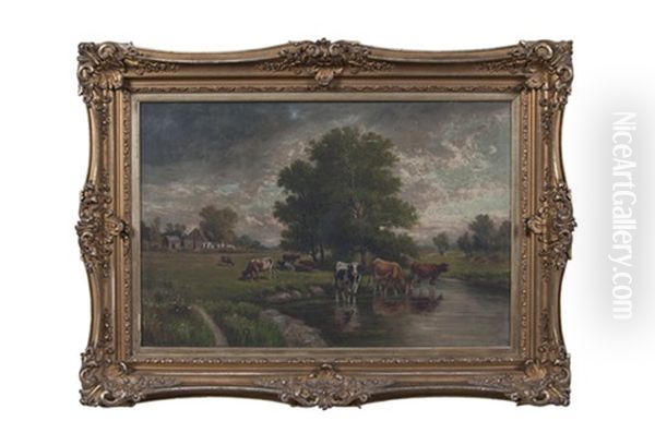 Country Landscape With Cows Oil Painting by Thomas Bigelow Craig