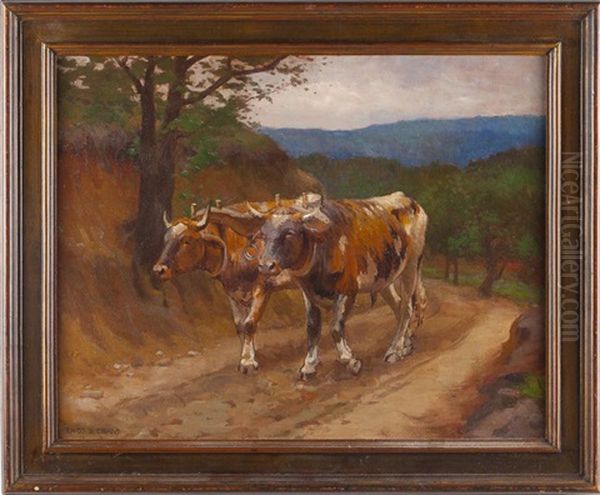 Oxen Oil Painting by Thomas Bigelow Craig