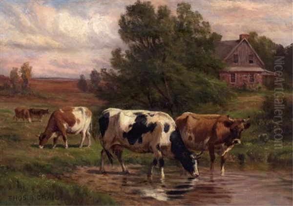 Farmlands, Orange County, N.y. Oil Painting by Thomas Bigelow Craig