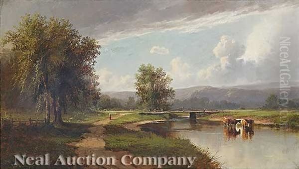 Scene Along The Susquehanna River Oil Painting by Thomas Bigelow Craig