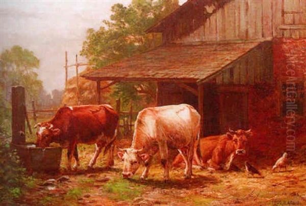 Corner Of The Barnyard Oil Painting by Thomas Bigelow Craig