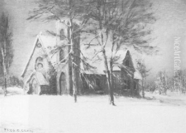 Country Church In The Snow Oil Painting by Thomas Bigelow Craig