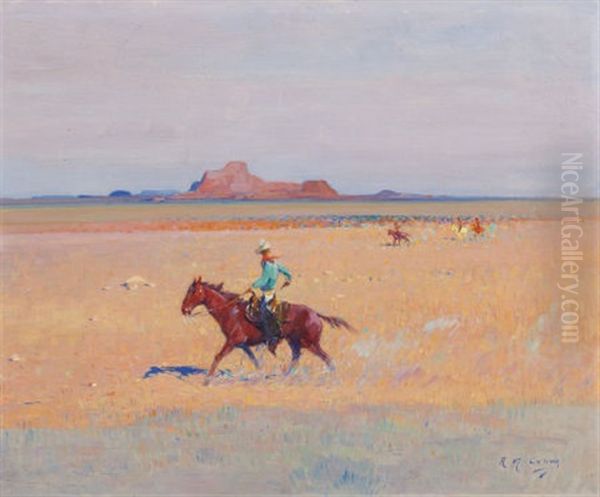 Pursuit, Apache Coventry Oil Painting by Allen Gilbert Cram