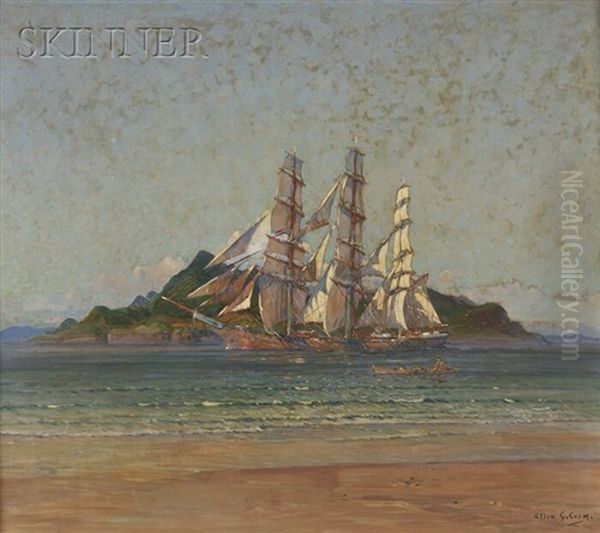 Ship Heading In Oil Painting by Allen Gilbert Cram