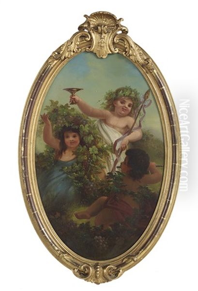 Piquant Bacchantes Oil Painting by Carl Ceasar Adelbert Cramer