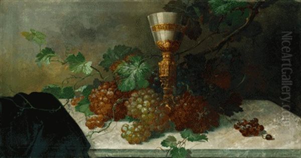 Stilleben Mit Weinreben Und Pokal Oil Painting by Molly Cramer