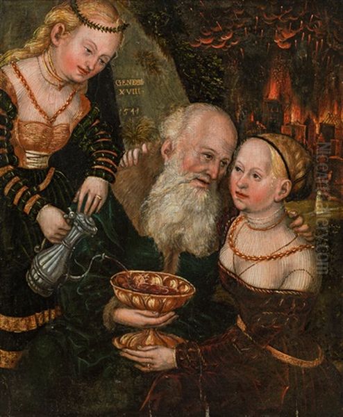 Lot And His Daughters Oil Painting by Lucas Cranach the Elder