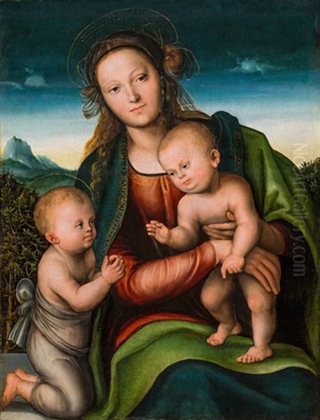 The Virgin And Child With The Infant Saint John Oil Painting by Lucas Cranach the Elder