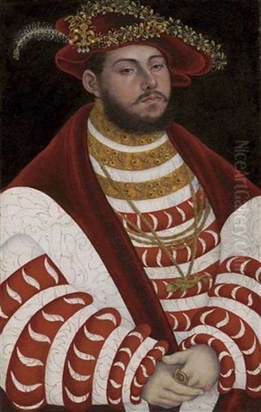 Portrait Of John Frederick I, Elector Of Saxony (1503-1554), Half-length Oil Painting by Lucas Cranach the Elder