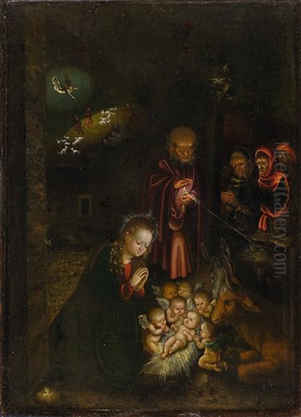 The Birth Of Christ Oil Painting by Lucas Cranach the Elder