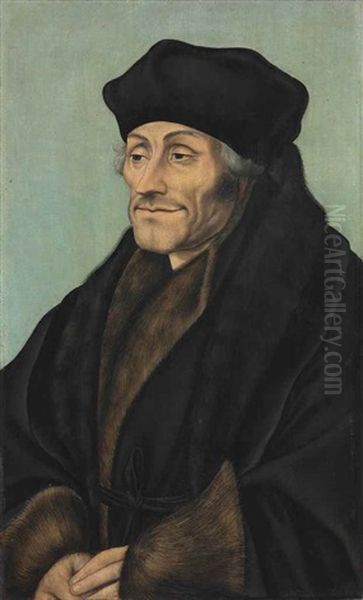 Portrait Of Erasmus Of Rotterdam, Half-length, In A Black Fur-lined Coat by Lucas Cranach the Elder