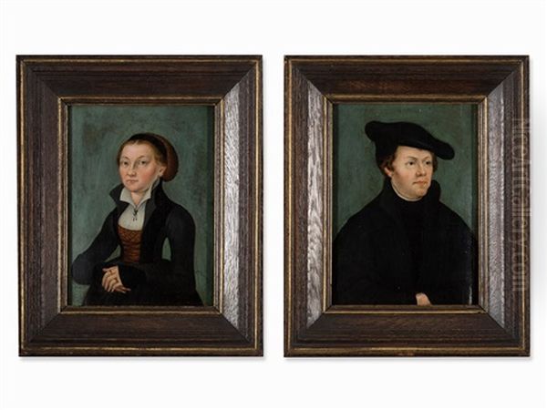 Portraits Luther & Katharina Oil Painting by Lucas Cranach the Elder