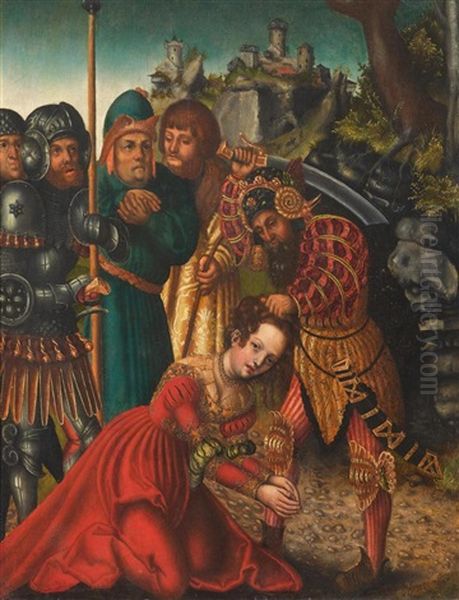 Das Martyrium Der Heiligen Barbara Oil Painting by Lucas Cranach the Elder