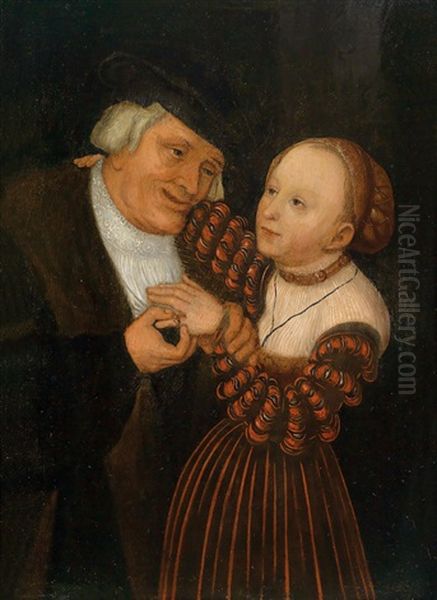 Ein Ungleiches Liebespaar Oil Painting by Lucas Cranach the Elder