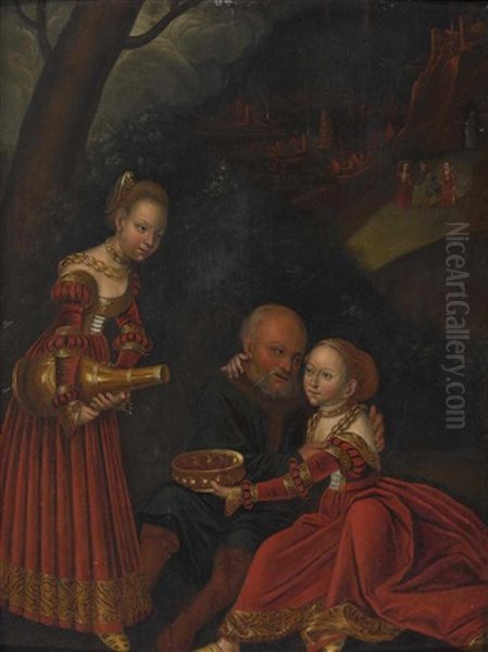 Loth Und Seine Tochter Oil Painting by Lucas Cranach the Elder