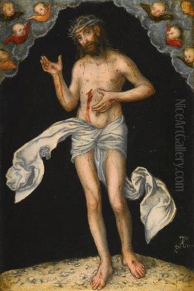 Christ As Man Of Sorrows Oil Painting by Lucas Cranach the Elder