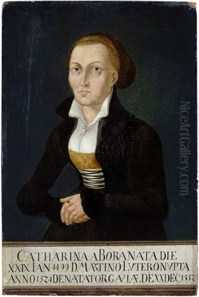 Bildnis Der Katharina Von Bora Mit Textband Oil Painting by Lucas Cranach the Elder