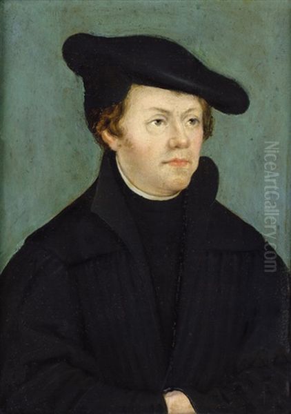 Martin Luther Mit Barett Und Seine Gemahlin Katharina Von Bora Im Geschnurten Kleid (pair) Oil Painting by Lucas Cranach the Elder