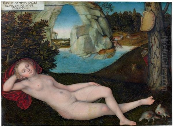 La Nymphe De La Source Oil Painting by Lucas Cranach the Elder