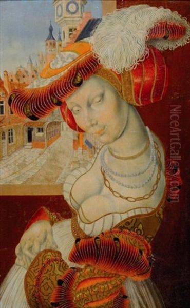 Femme Au Chapeau Devant Sa Fenetre Oil Painting by Lucas Cranach the Elder