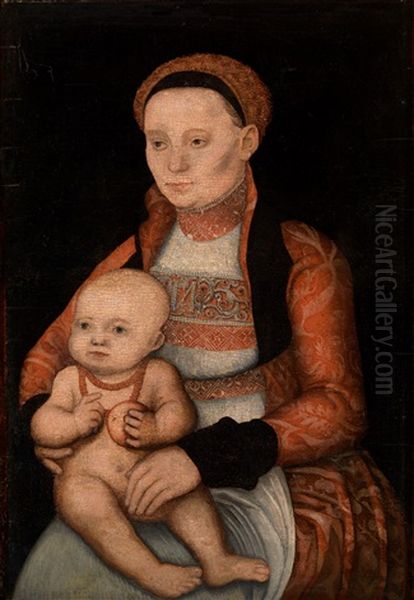 Mother And Child Oil Painting by Lucas Cranach the Elder