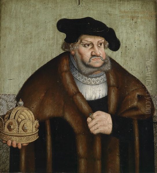 Kurfurst Friedrich Der Weise Von Sachse, Die Kaiserkrone Haltend Oil Painting by Lucas Cranach the Elder