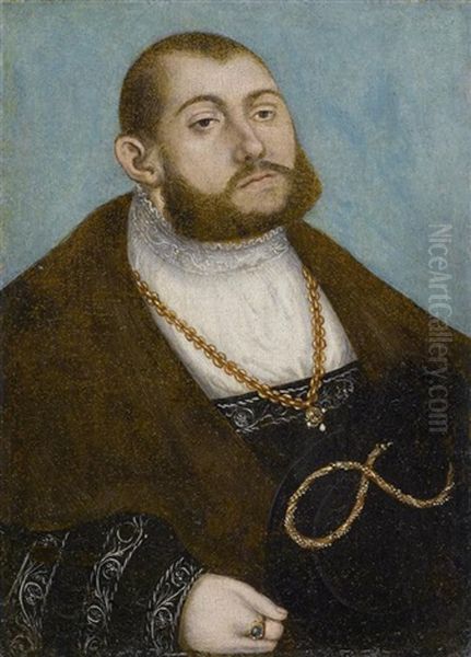 Bildnis Des Johann Friedrich Des Grossmutigen, Kurfurst Von Sachsen Oil Painting by Lucas Cranach the Elder